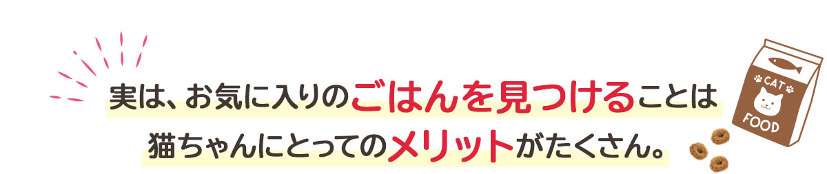 実は、お気に入りのごはんを見つけることは猫ちゃんにとってのメリットがたくさん。