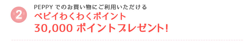 PEPPYでのお買い物にご利用いただけるペピイわくわくポイント30,000、ポイントプレゼント!