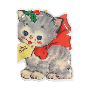 メタルダイカットポストカード Ｘｍａｓ サンタキャット