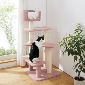 のぼりやすいらせんステップタワー(高さ119cm 据え置き型 シニア猫 子猫) スモーキーピンク・本体 のぼりやすいらせんステップタワー(高さ119cm 据え置き型 シニア猫 子猫) スモーキーピンク・本体