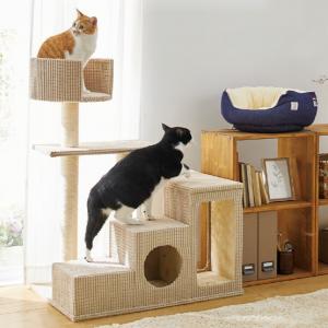 ローステップタワー(高さ97cm 据え置き型 シニア猫 子猫) ブラウン ローステップタワー(高さ97cm 据え置き型 シニア猫 子猫) ブラウン