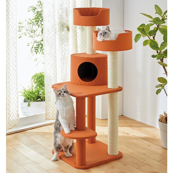 数量は多 キャットタワー ペピィ ベーシックタワー 126 ベージュ 猫用品