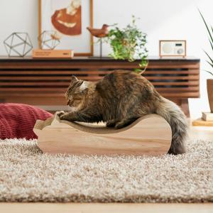 ごろん猫の爪とぎ ナチュラル 木目調(インテリア 段ボール製) 1個 ごろん猫の爪とぎ ナチュラル 木目調(インテリア 段ボール製) 1個